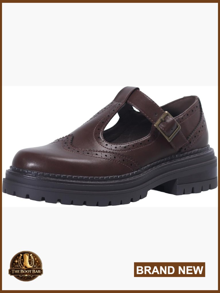 T-Strap Platform Mary Jane Shoes, Round Toe Oxfords For Work, School, Party &